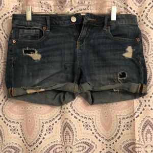 Light wash jean shorts
